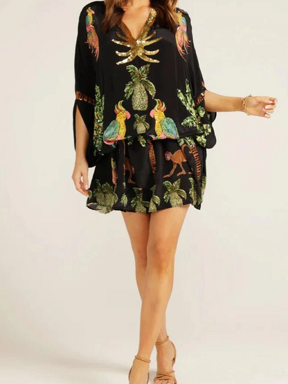 Tropical Paradise Embroidered Kaftan