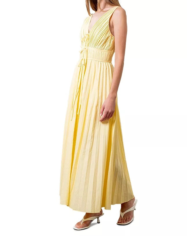 V Neck Pleated Dress
