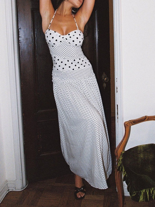 Polka Halter Maxi Dress
