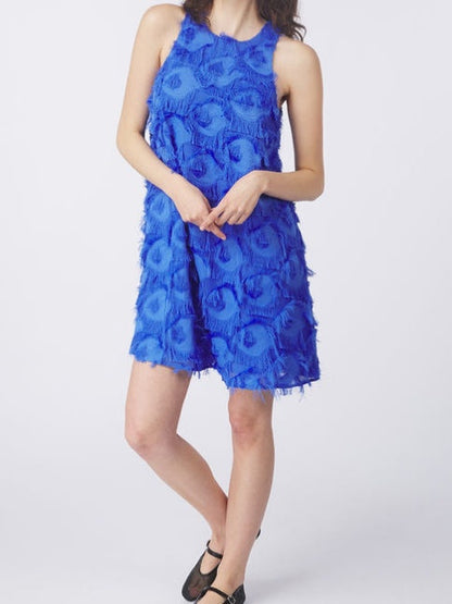 Eyelash Halter Shift Mini Dress