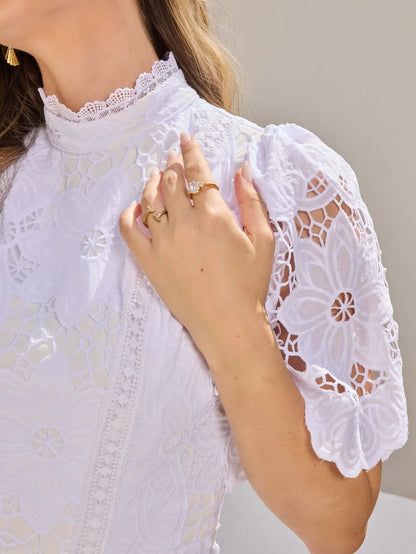 White Lace Midi Dress
