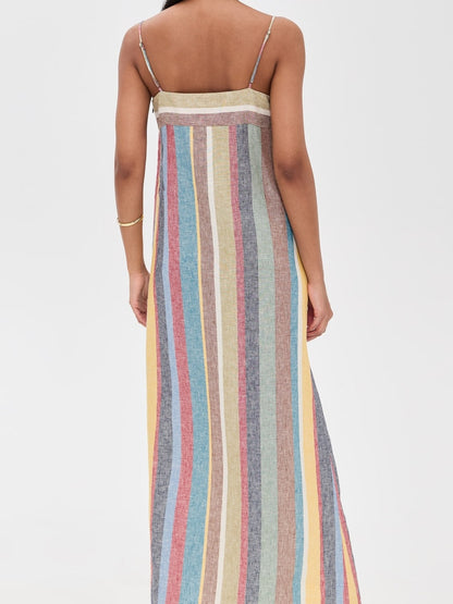 Stripe Print Square Neckline Dress