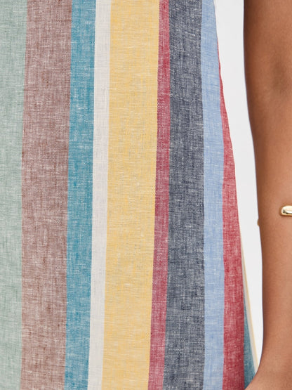 Stripe Print Square Neckline Dress