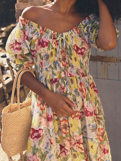 Double-puffed Sleeves And A Scoop Neckline Dress