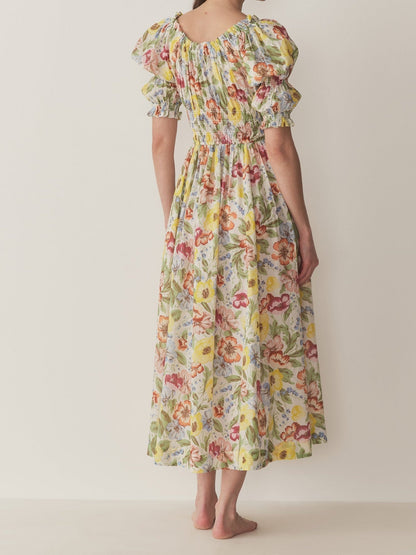 Double-puffed Sleeves And A Scoop Neckline Dress
