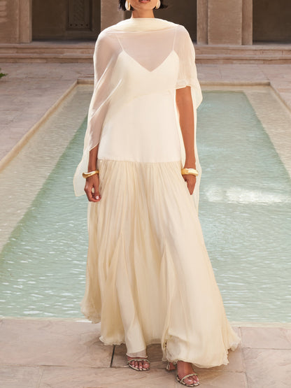 Silk Chiffon Butter Yellow Dress