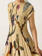 Pleated Print Maxi Dress