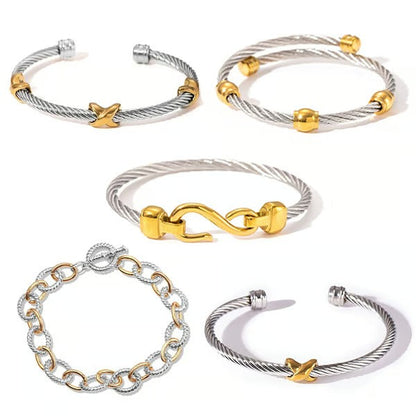 Two Tone Knot Twisted Bangle