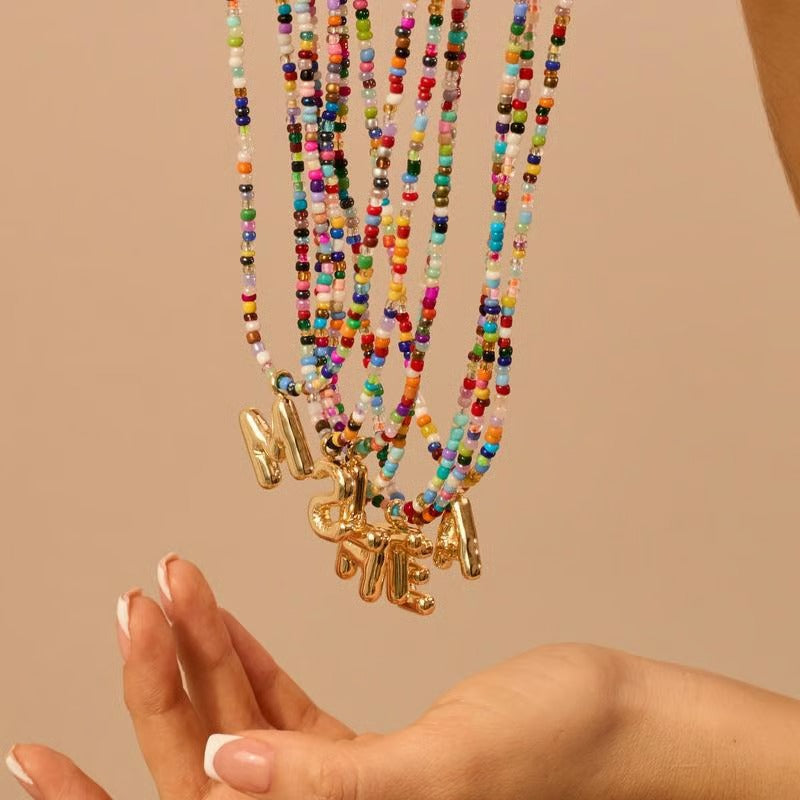 Adjustable Bubble Initials Necklace