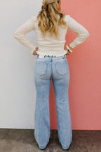 High Rise Vintage Wash Tummy Control Top Straight Leg Jeans