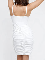 Plunging V Ruched Bodycon Mini Dress