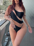 Off-Shoulder Transparent Sexy One-Piece Swimsuit