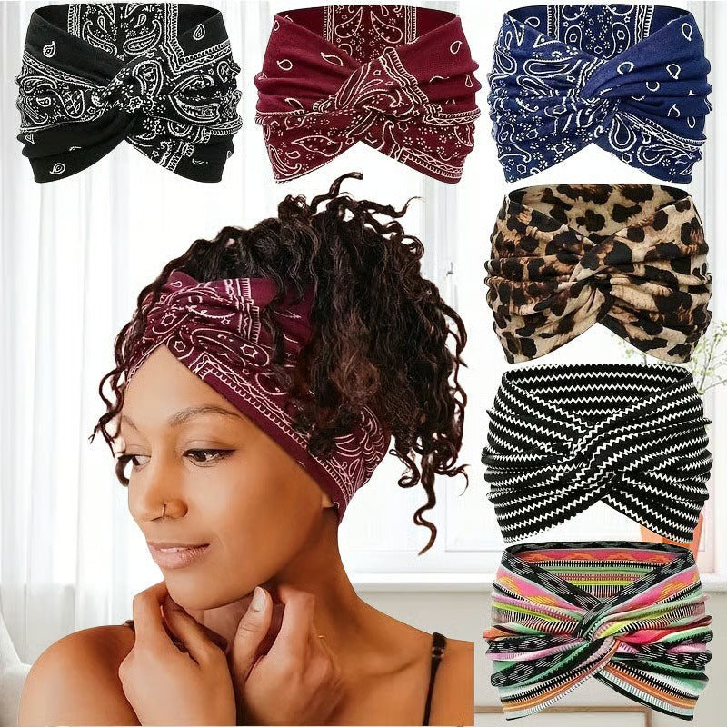 Printed Cross Yoga Headband