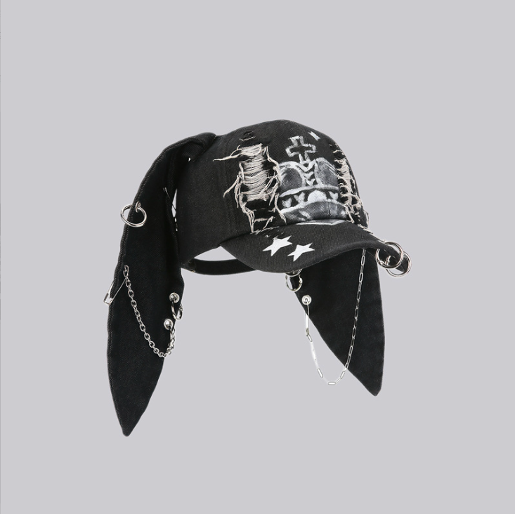 Distressed Rabbit Ear Baseball Cap