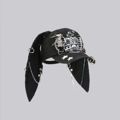 Distressed Rabbit Ear Baseball Cap