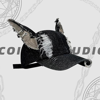 Distressed Rabbit Ear Baseball Cap