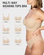 Smooth Lace Longline Strapless Underwire Bra