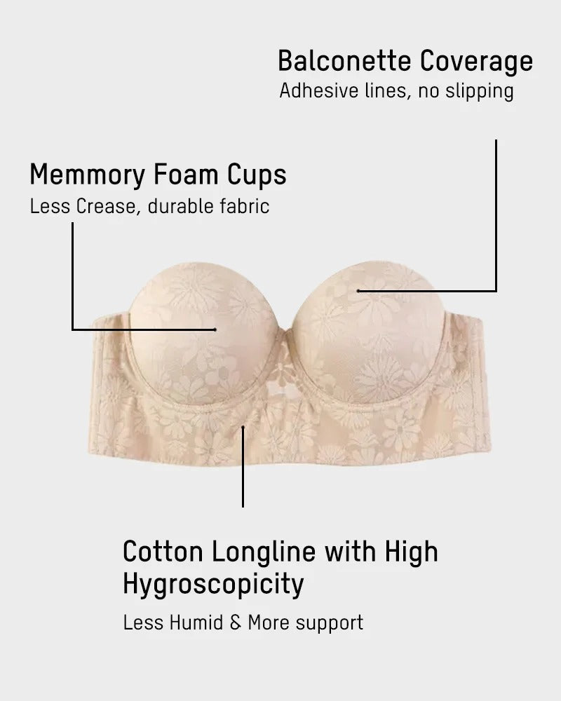 Smooth Lace Longline Strapless Underwire Bra