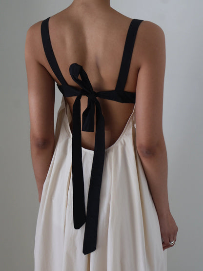 Fashion Back Bow Patchwork Sling Dress
