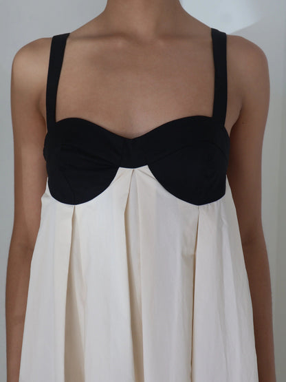 Fashion Back Bow Patchwork Sling Dress