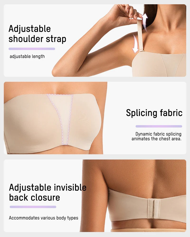 Stropless Anti-Slip Full Overage Headband Bra