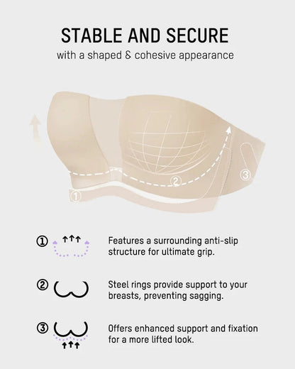 Stropless Anti-Slip Full Overage Headband Bra