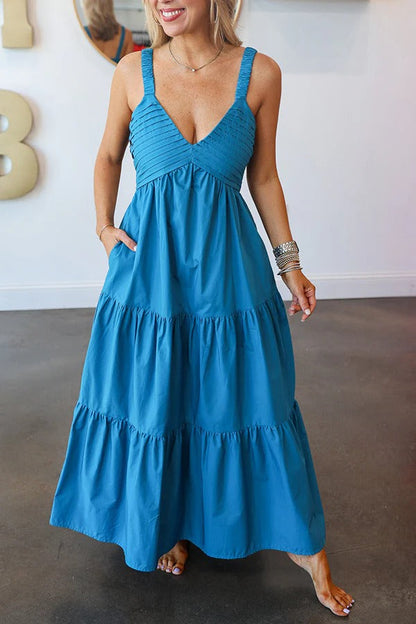V-Neck Sling Layered Dress