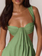 Boho Ruched Bust Extreme Wide Leg Jumpsuit