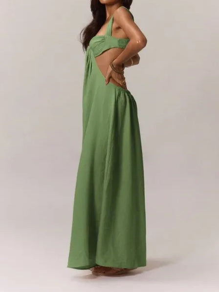 Boho Ruched Bust Extreme Wide Leg Jumpsuit