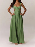 Boho Ruched Bust Extreme Wide Leg Jumpsuit