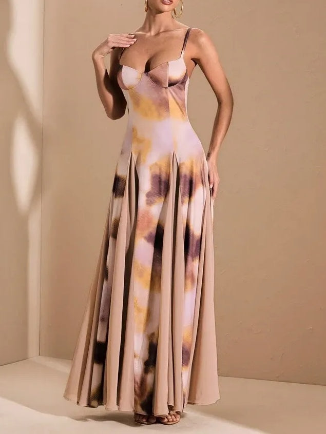 Multi-Color Ombre Purple Print Patchwork Dress