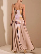Multi-Color Ombre Purple Print Patchwork Dress