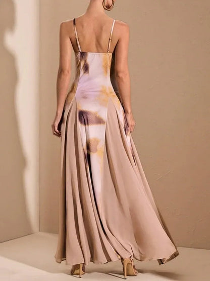 Multi-Color Ombre Purple Print Patchwork Dress