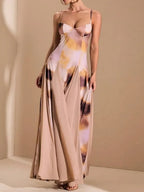 Multi-Color Ombre Purple Print Patchwork Dress