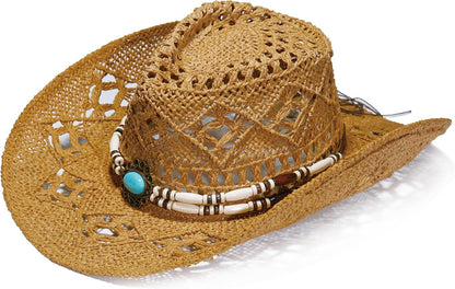 Raffia Straw Western Cowboy Cowgirl Hat