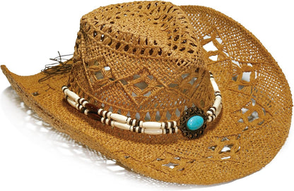 Raffia Straw Western Cowboy Cowgirl Hat