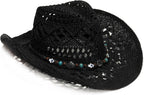 Raffia Straw Western Cowboy Cowgirl Hat