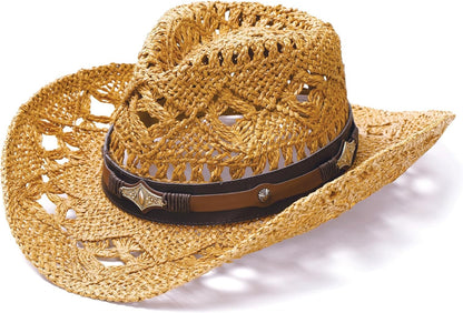 Raffia Straw Western Cowboy Cowgirl Hat