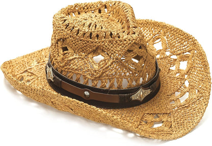 Raffia Straw Western Cowboy Cowgirl Hat
