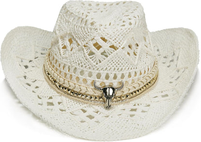 Raffia Straw Western Cowboy Cowgirl Hat