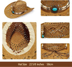 Raffia Straw Western Cowboy Cowgirl Hat