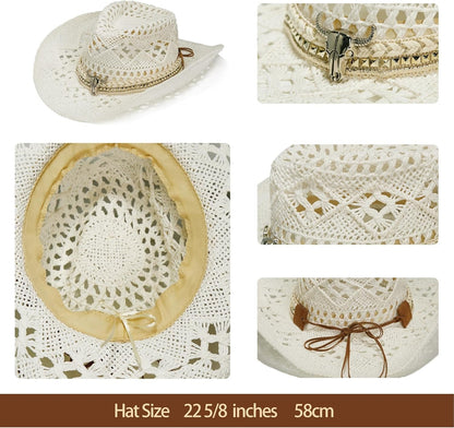 Raffia Straw Western Cowboy Cowgirl Hat