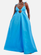 Adjustable Shoulder Cutout Maxi Dress