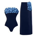 Contrast Color Floral One Piece Swimsuit