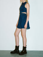 Cut-Out Sleeveless Denim Dress