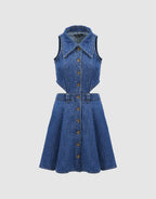 Cut-Out Sleeveless Denim Dress