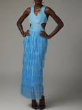 Hanging Yarn Deep Neckline Dress