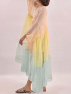 Loose Color Block See-through Dress