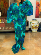 Dress In Navy Blue/Green