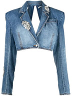 Crystal-embellished Denim Jacket
